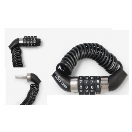Замок навесной велосипедный LOCKLAND, пружинный, 3х1200 мм, кодовый замок