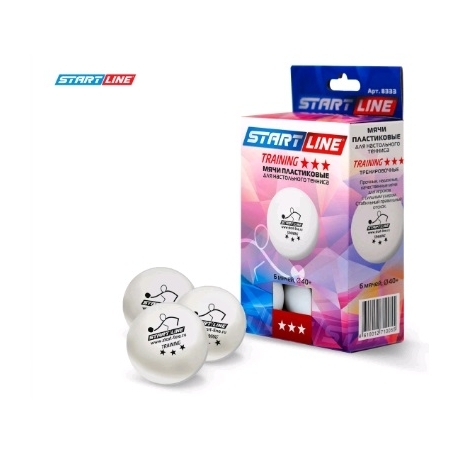 Шарик для н/т Start line Training 3* New (6 шт, бел.)