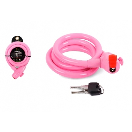 Замок трос 12*1200мм, Vinca sport розовый, защита от влаги
