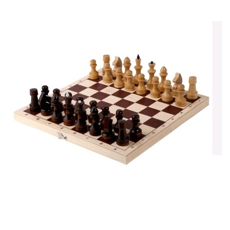 Шахматы обиходные лакированные в комплекте с доской (арт. P-1)